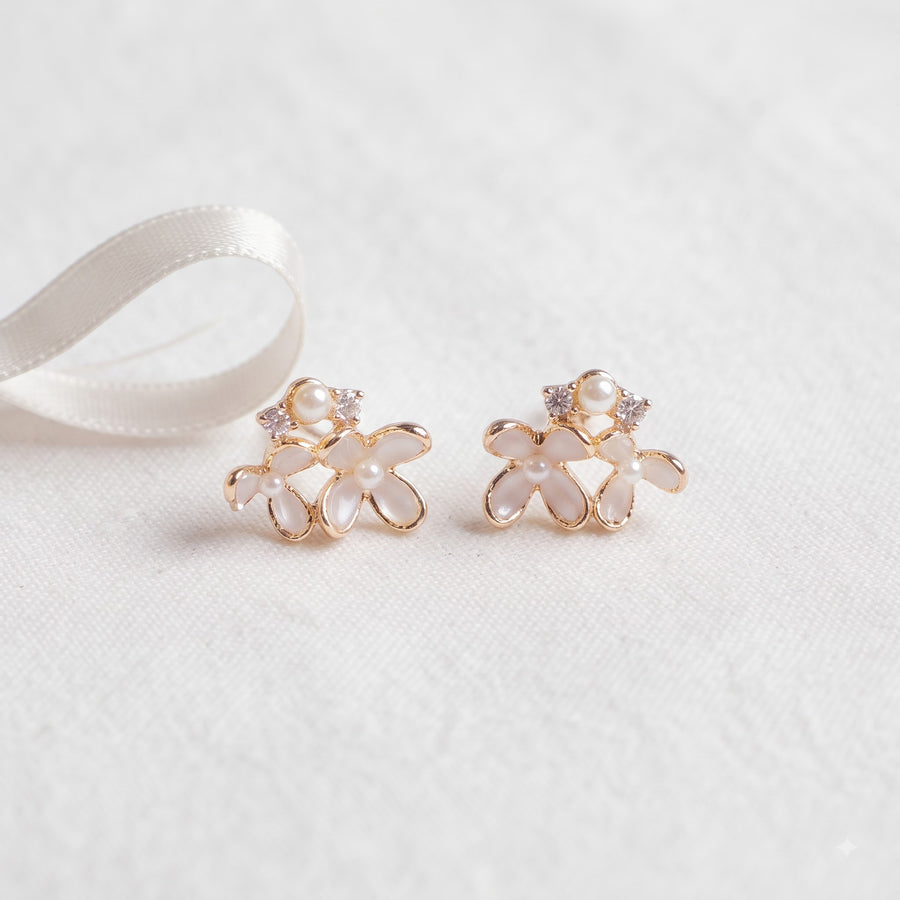 White Floral Earrings