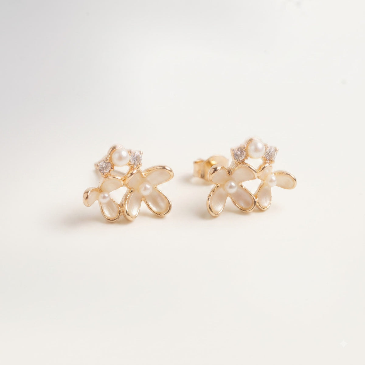White Floral Earrings