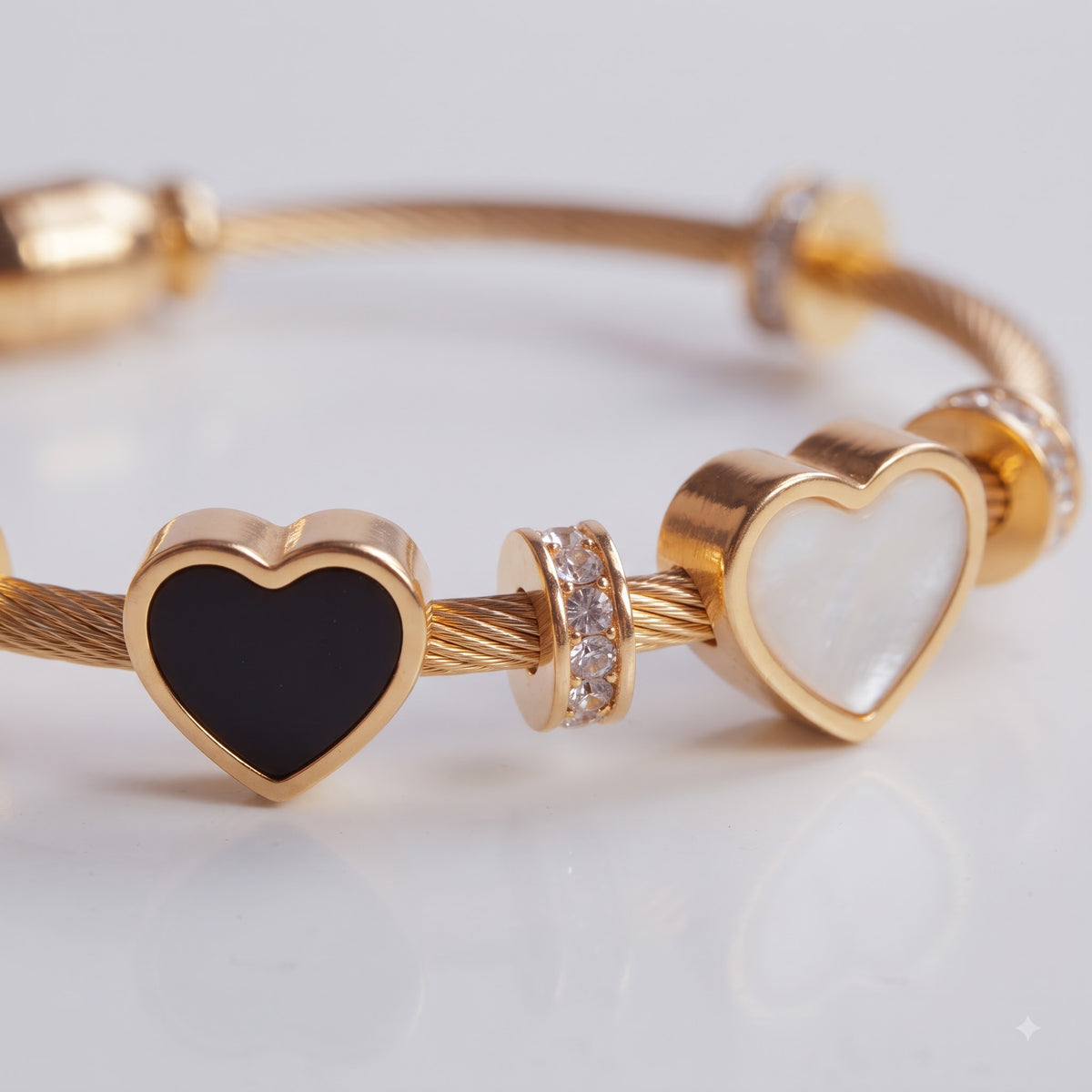 Black White Heart Bracelet