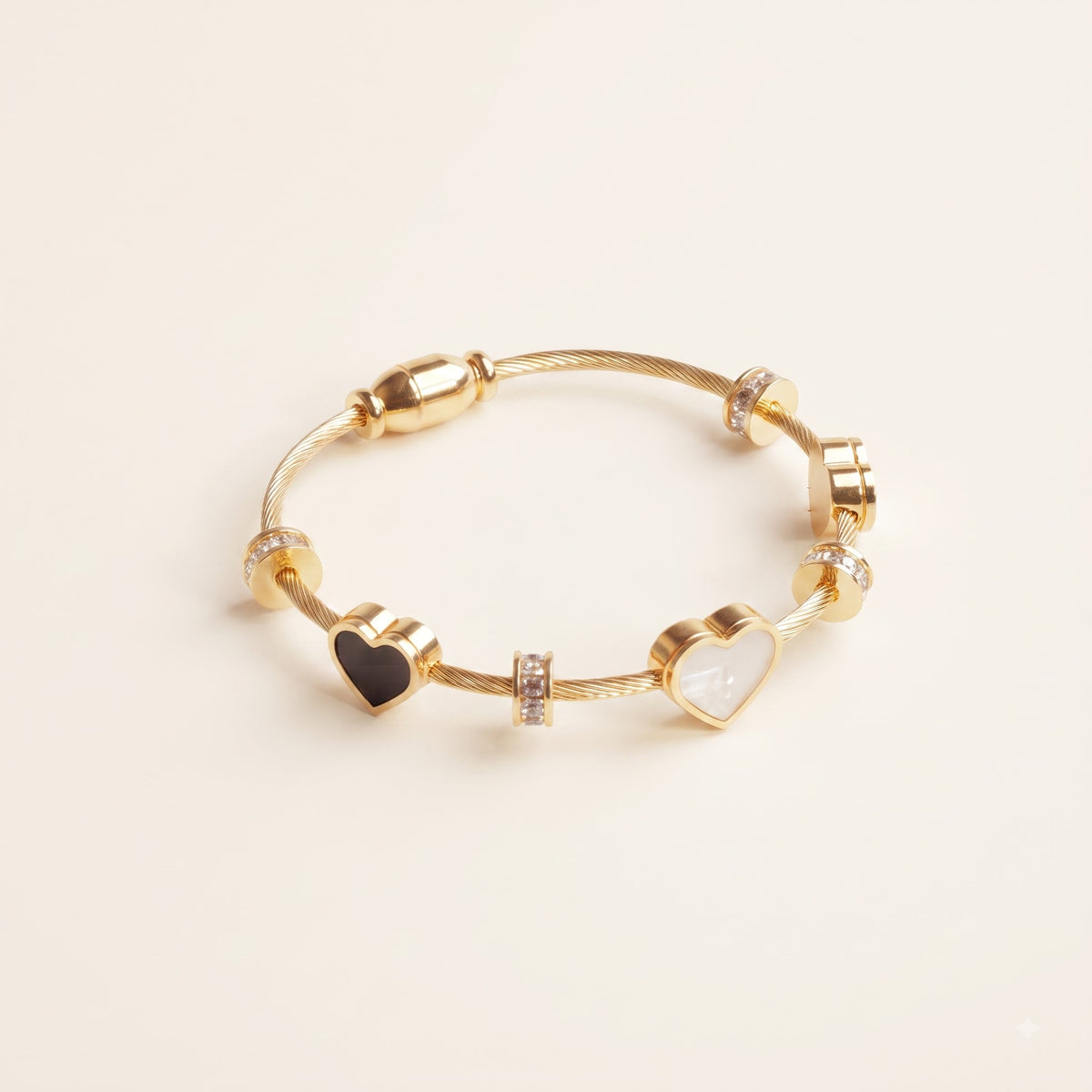 Black White Heart Bracelet